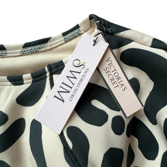 NWT VICTORIA’S SECRET CROPPED TEE BIKINI TOP ANIMAL PRINT BLACK & CREAM | MEDIUM - Picture 9 of 10